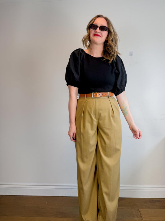 Anthropologie Sunday in Brooklyn Puff Sleeve T-Shirt in Black (Size M)