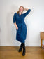 THE FOLD London Designer Long Sleeve Wrap Dress in Teal (Size XL)