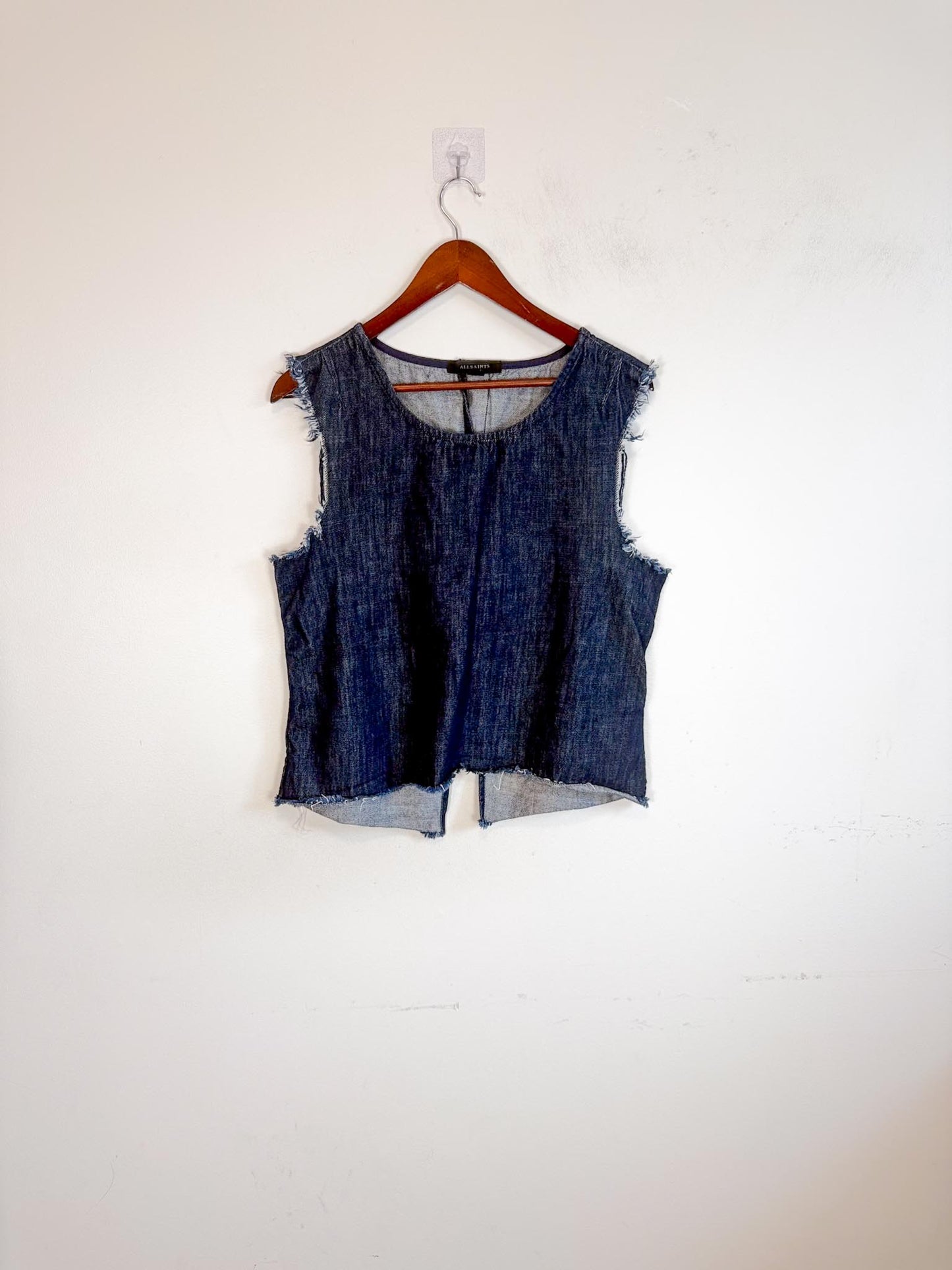 ALLSAINTS Dark Wash Blomm Denim Sleeveless Top (Size M)
