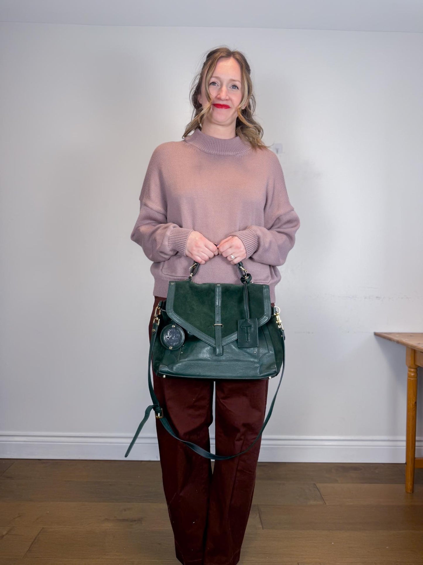 Tory Burch Medium 797 Satchel Purse in Forest Green