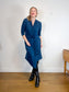 THE FOLD London Designer Long Sleeve Wrap Dress in Teal (Size XL)