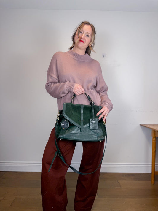 Tory Burch Medium 797 Satchel Purse in Forest Green