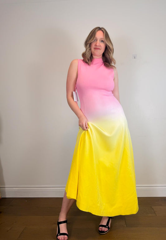 Anthropologie Acler "Asymmetric High Neck Ombre Midi Dress" NWT (Size L/XL)