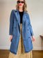 Gap Long Denim Trench Coat with Belt (Size L)