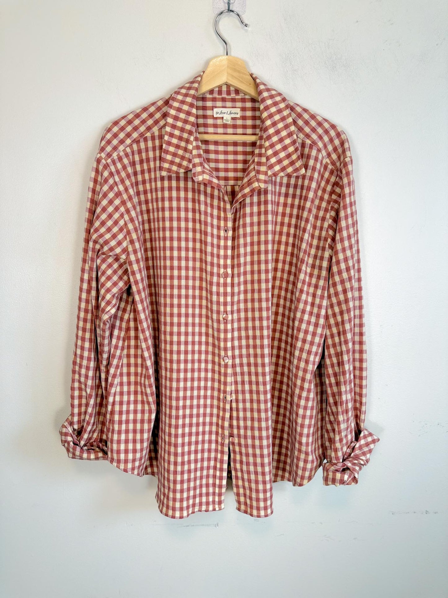 For Love & Lemons "Georgia Gingham Button Down" (Size L/XL)