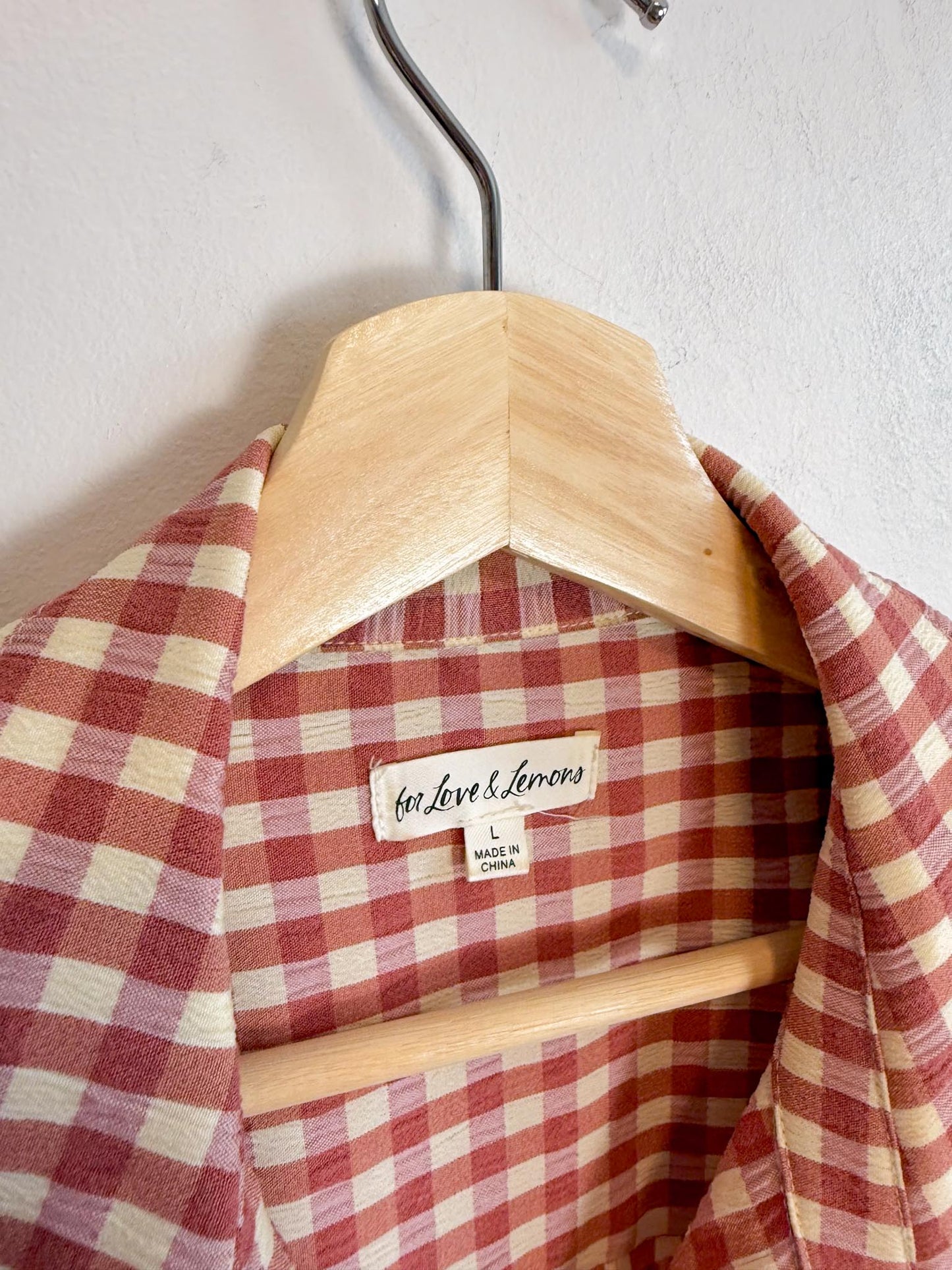 For Love & Lemons "Georgia Gingham Button Down" (Size L/XL)