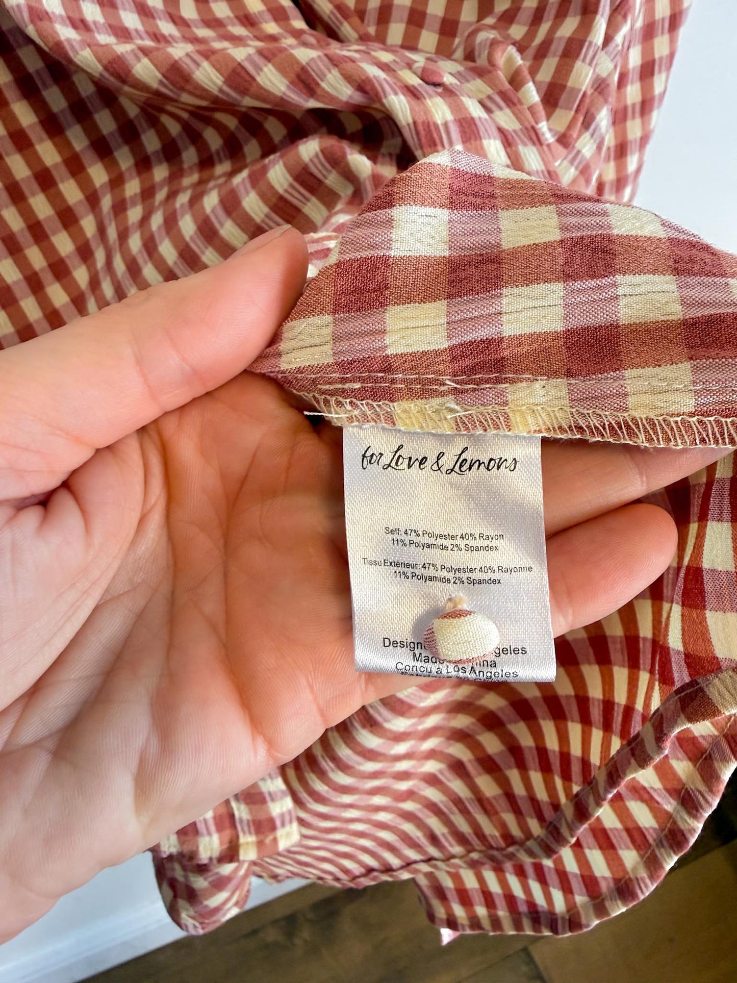 For Love & Lemons "Georgia Gingham Button Down" (Size L/XL)