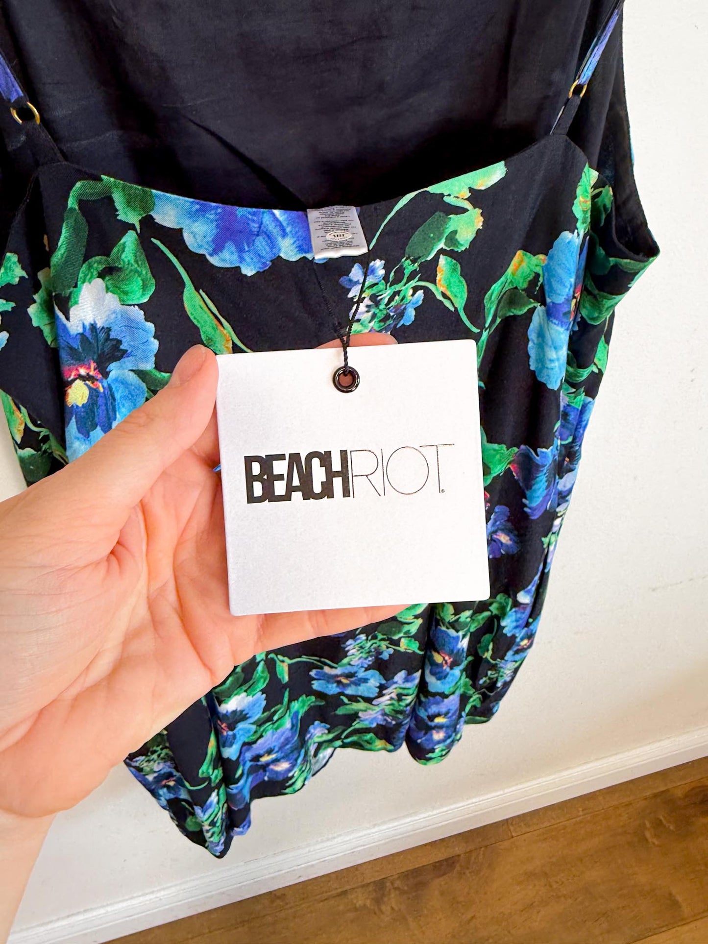 Anthropologie Beach Riot "Tayla Mini Dress in Blue/Black Floral" NWT (Size XL)