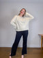 LILYSILK Wool & Cashmere Boxy Crewneck Sweater in Cream (Size S-L)