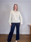 LILYSILK Wool & Cashmere Boxy Crewneck Sweater in Cream (Size S-L)