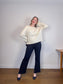 LILYSILK Wool & Cashmere Boxy Crewneck Sweater in Cream (Size S-L)