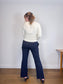 St. Roche Mid Rise Pinstriped Pants in Navy/White (Size L)