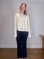 LILYSILK Wool & Cashmere Boxy Crewneck Sweater in Cream (Size S-L)