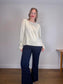 LILYSILK Wool & Cashmere Boxy Crewneck Sweater in Cream (Size S-L)