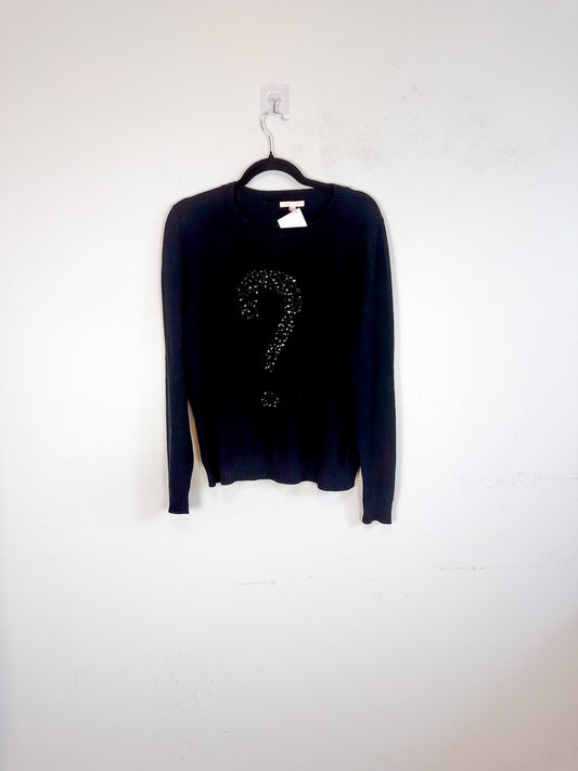 Lisa Todd "Keep Em Guessing Cotton & Cashmere Sweater in Black" (Size L)