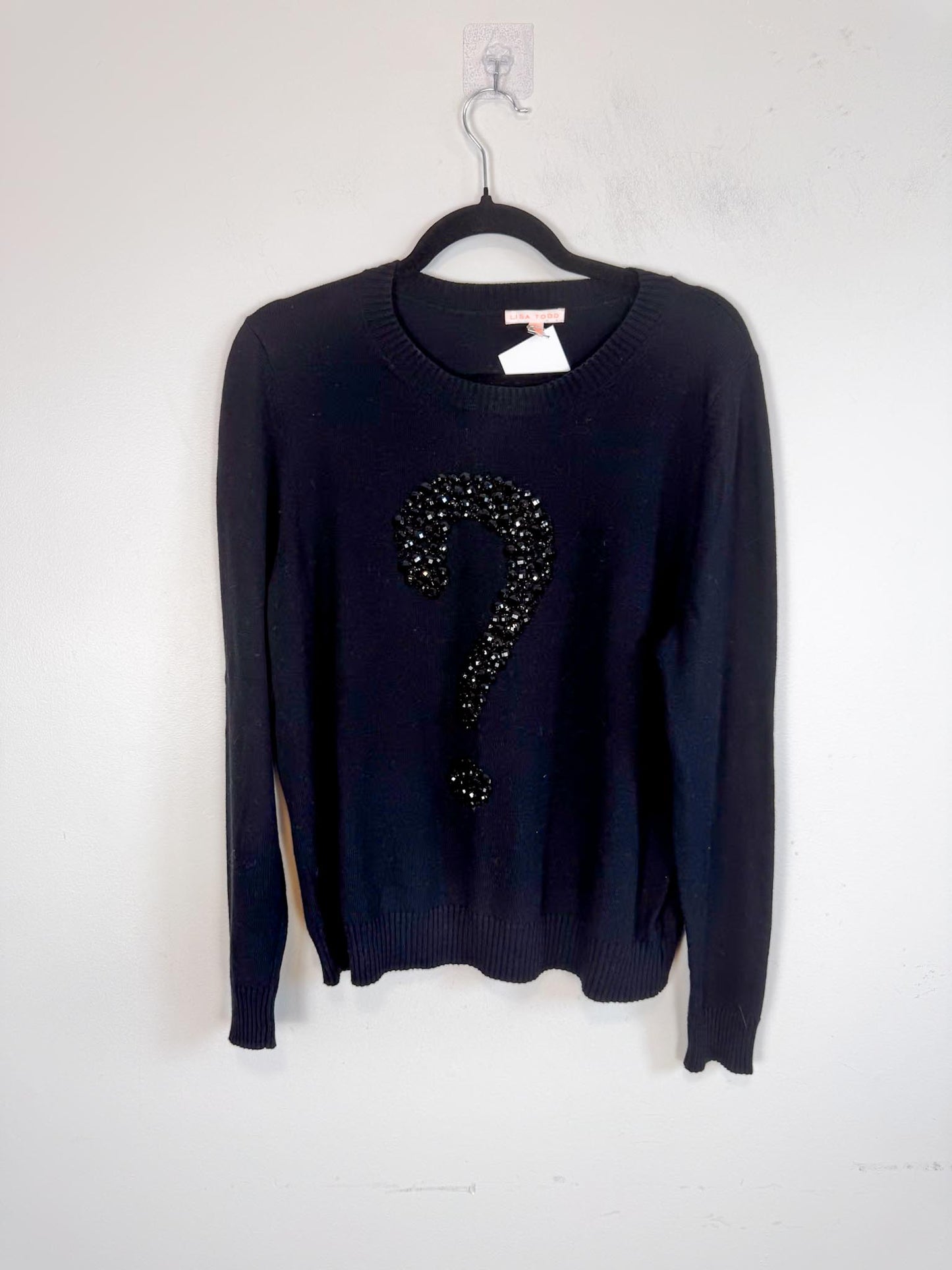 Lisa Todd "Keep Em Guessing Cotton & Cashmere Sweater in Black" (Size L)