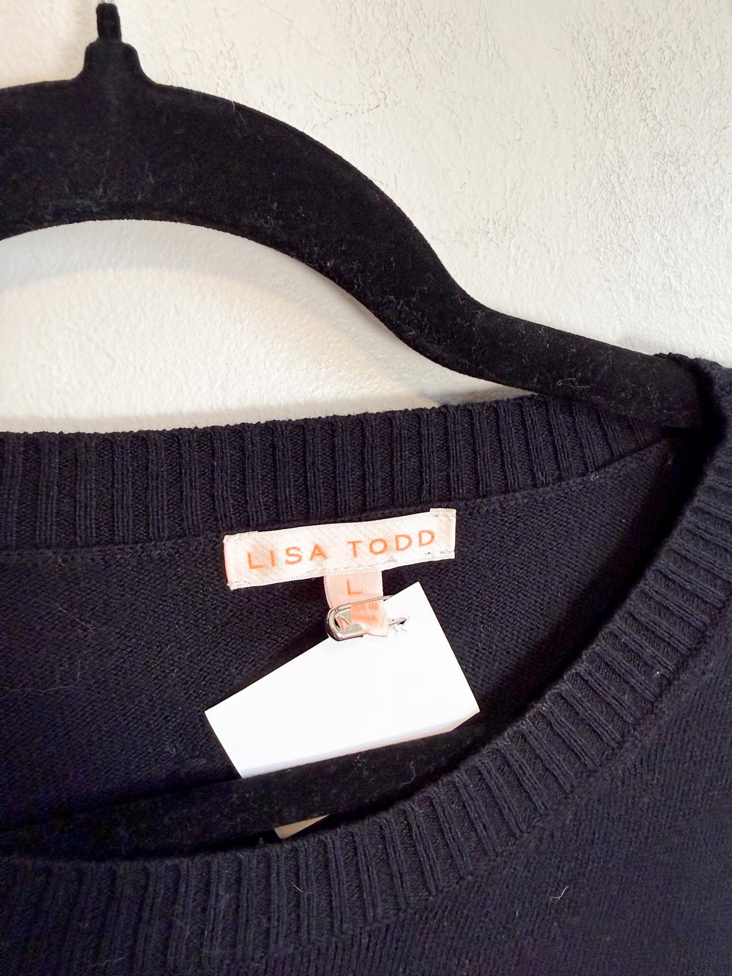 Lisa Todd "Keep Em Guessing Cotton & Cashmere Sweater in Black" (Size L)