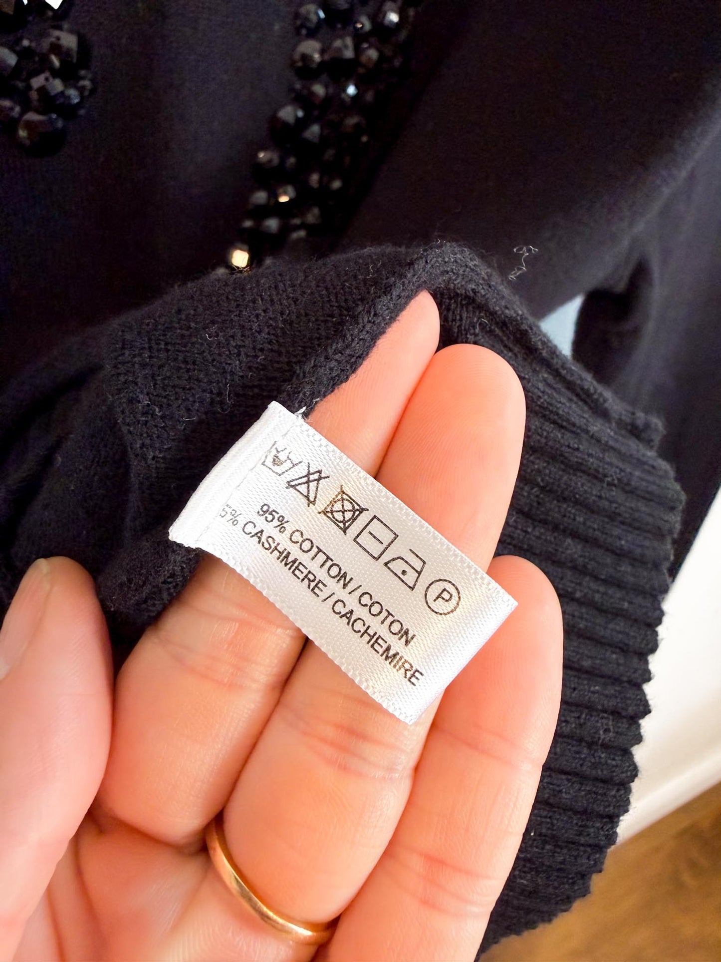 Lisa Todd "Keep Em Guessing Cotton & Cashmere Sweater in Black" (Size L)