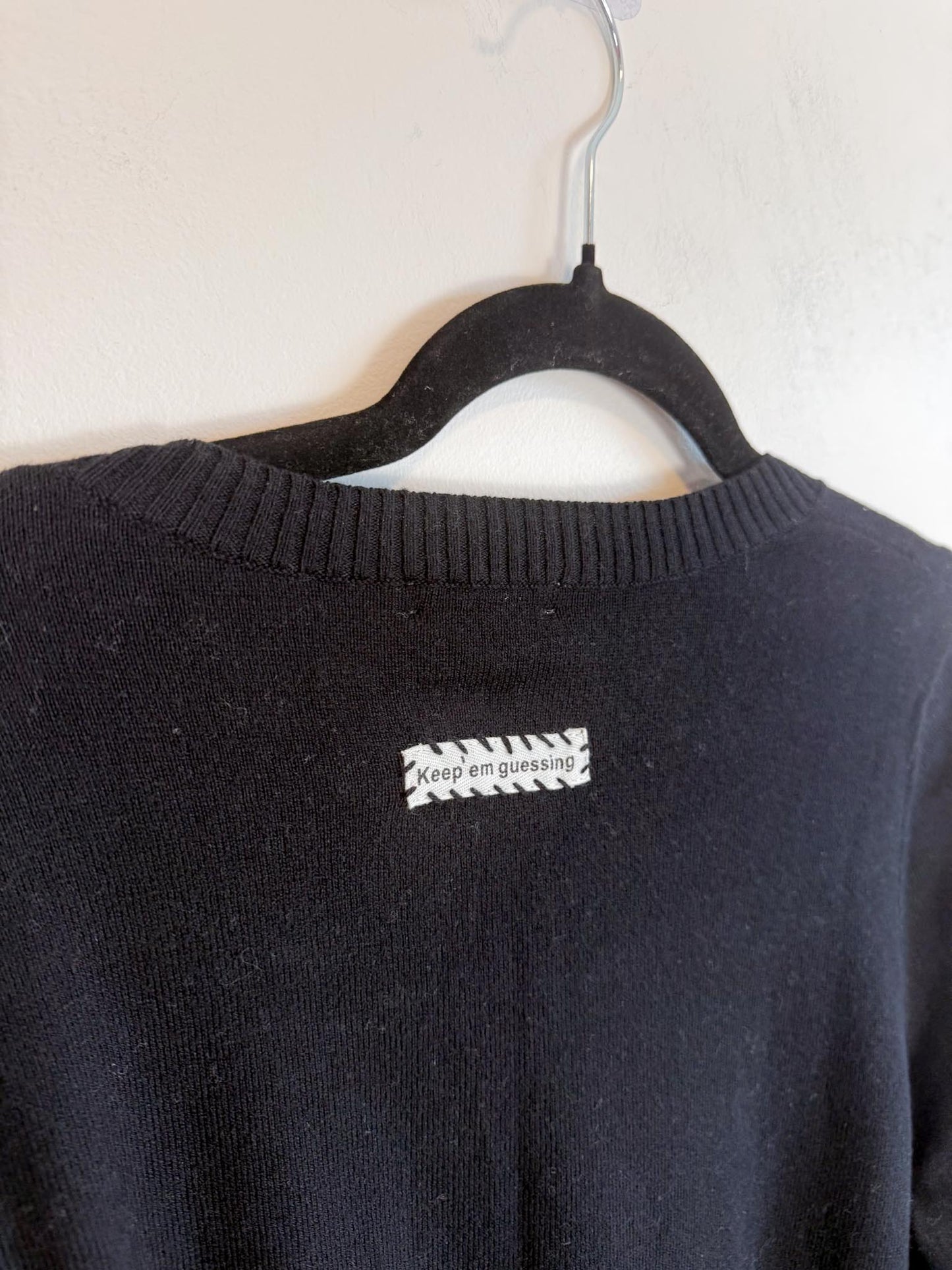 Lisa Todd "Keep Em Guessing Cotton & Cashmere Sweater in Black" (Size L)