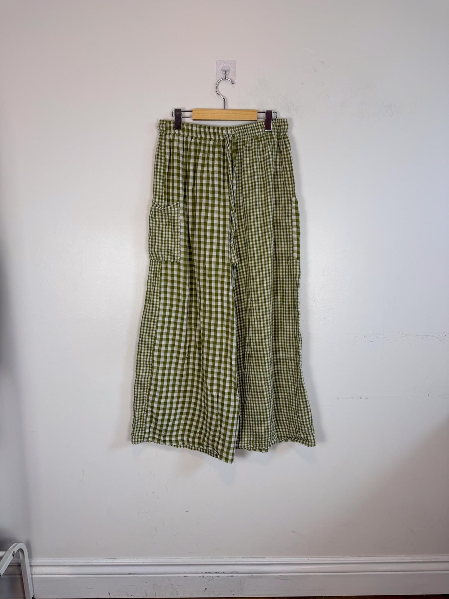 Onderbroeks Slow Fashion Gingham Pants in Green/White (Size L)