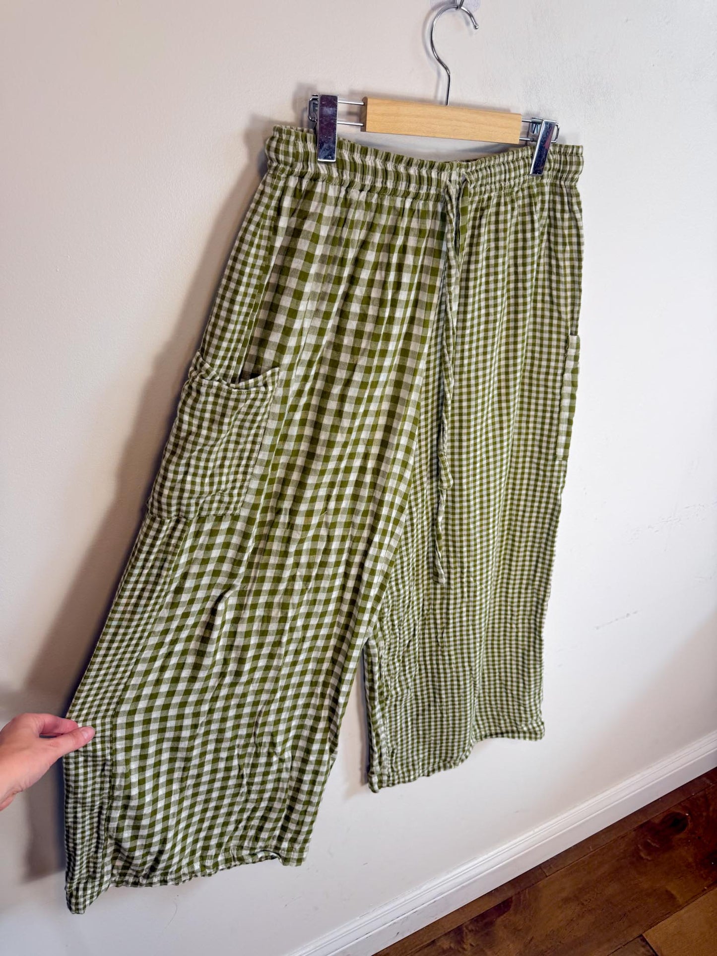 Onderbroeks Slow Fashion Gingham Pants in Green/White (Size L)