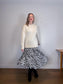 Anthropologie "Maeve Hildi Pleated Midi Skirt in Black/White Print" (Size S/M)