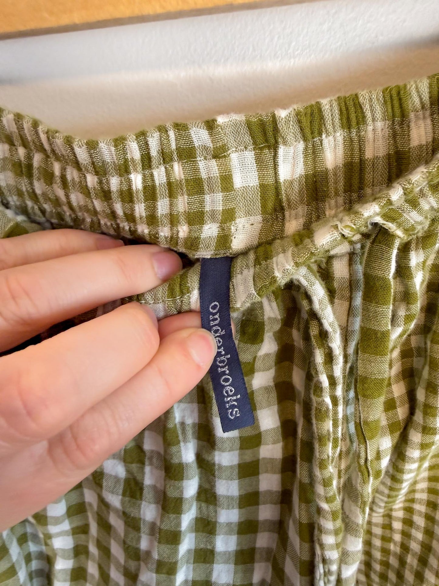 Onderbroeks Slow Fashion Gingham Pants in Green/White (Size L)
