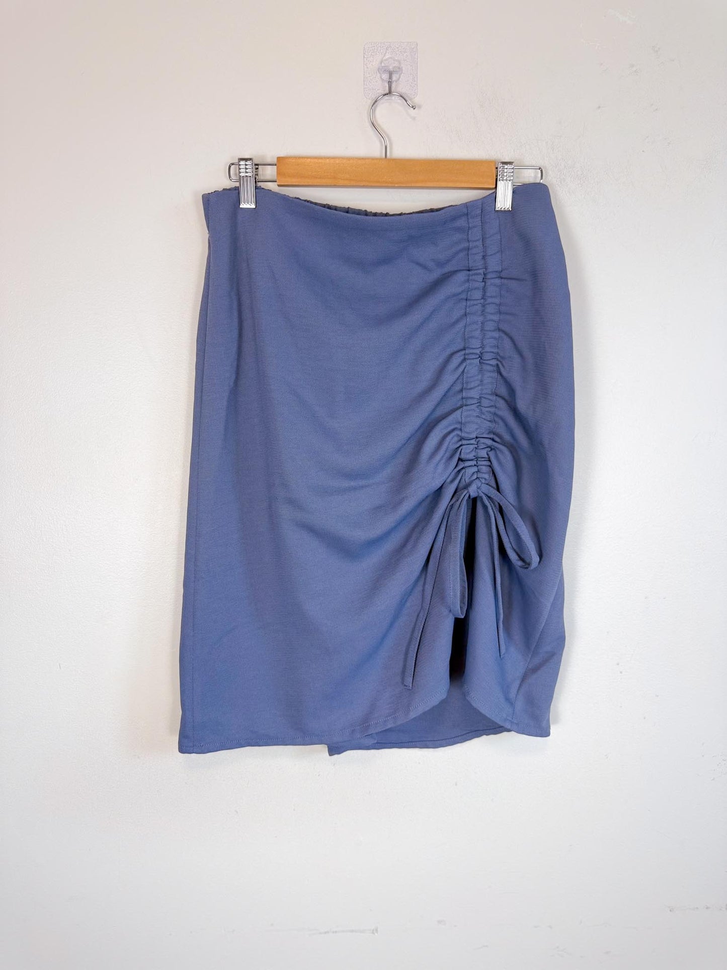 Oak + Fort Ruched Skirt in Blue (Size L)