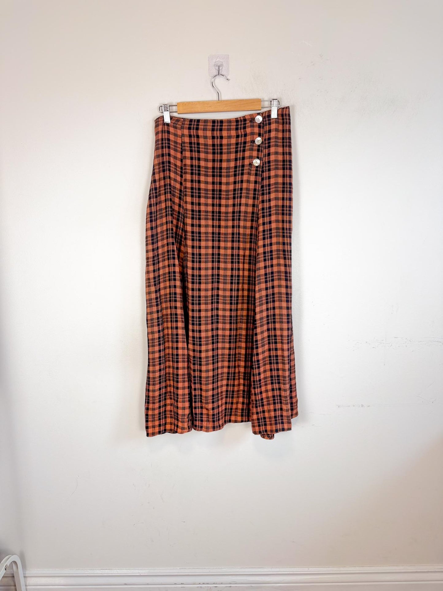 Vintage Plaid Midi Skirt (Size M/L)