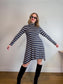 Anthropologie Maeve Turtleneck Swing Dress in Blue/White Stripe (Size M/L)