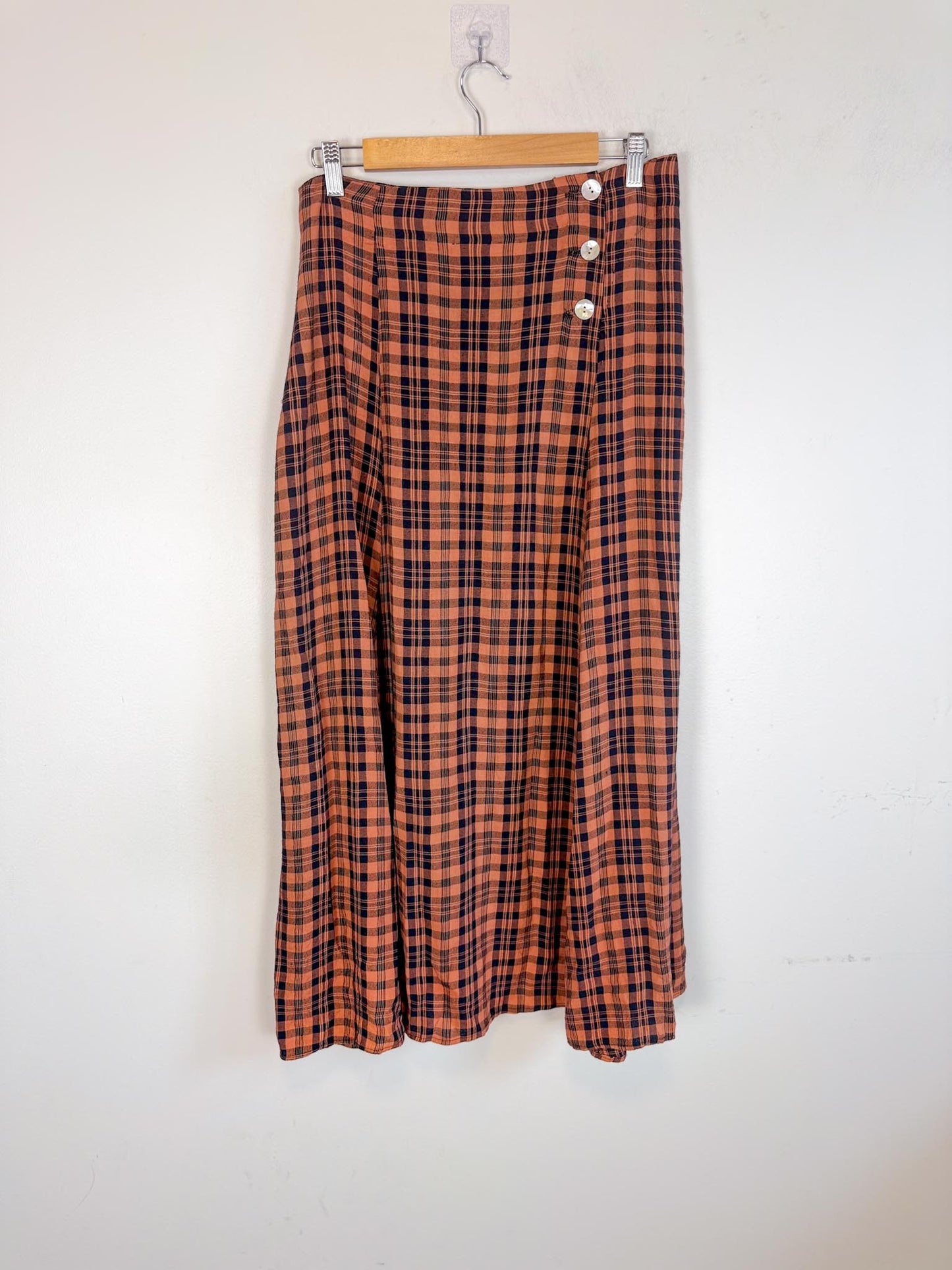 Vintage Plaid Midi Skirt (Size M/L)