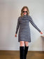 Anthropologie Maeve Turtleneck Swing Dress in Blue/White Stripe (Size M/L)