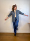 Reformation "Val 90s Mid Rise Straight Jeans in Tie Dye Blue" (Size 29)