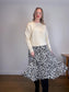 Anthropologie "Maeve Hildi Pleated Midi Skirt in Black/White Print" (Size S/M)