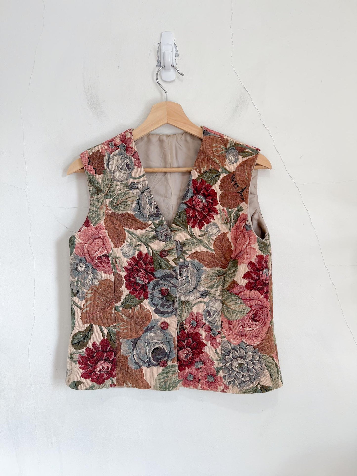 Vintage Floral Tapestry Vest (Size L)