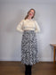 Anthropologie "Maeve Hildi Pleated Midi Skirt in Black/White Print" (Size S/M)