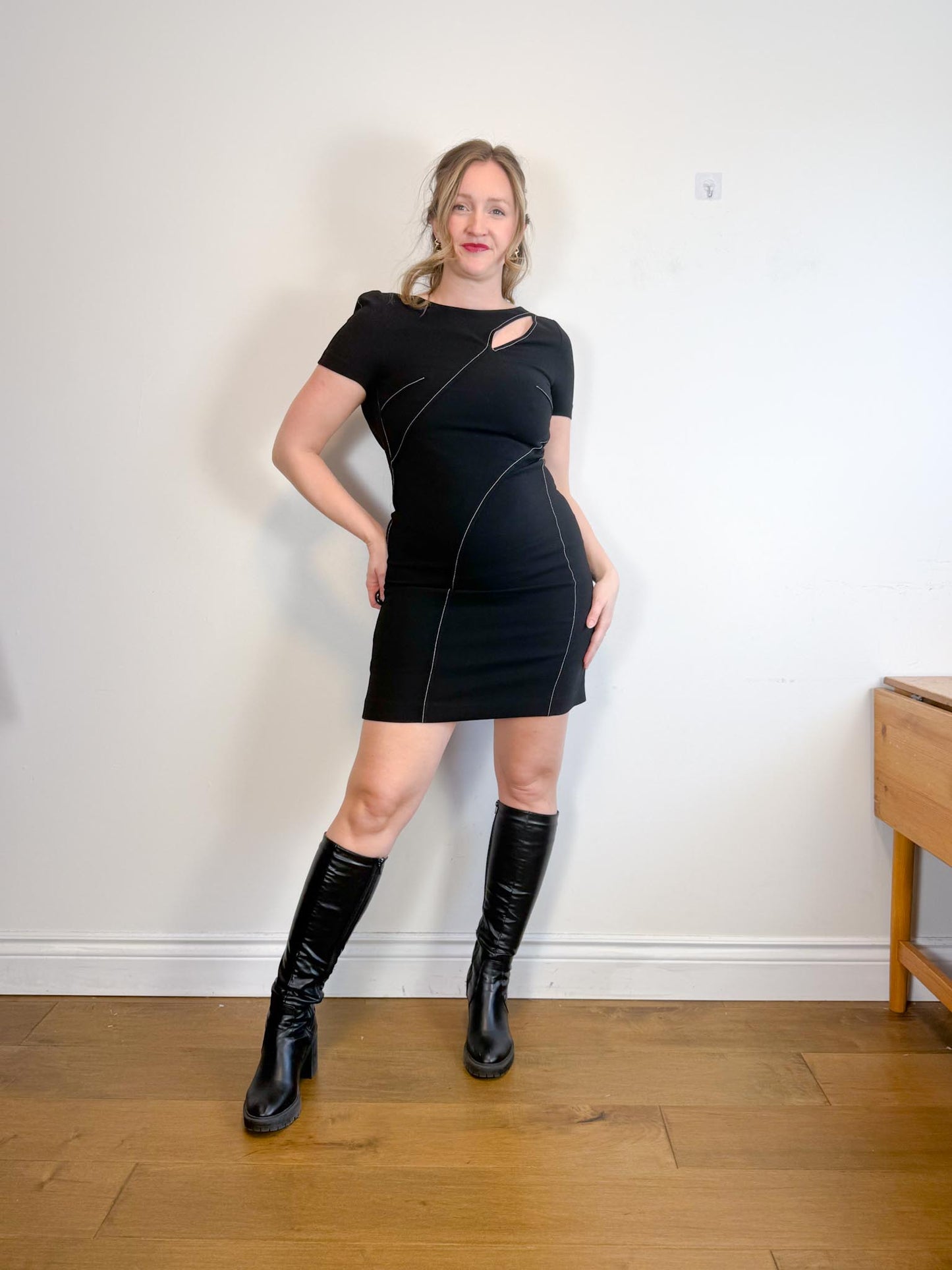 Judith & Charles Canadian Designer Mini Dress in Black (Size S/M)