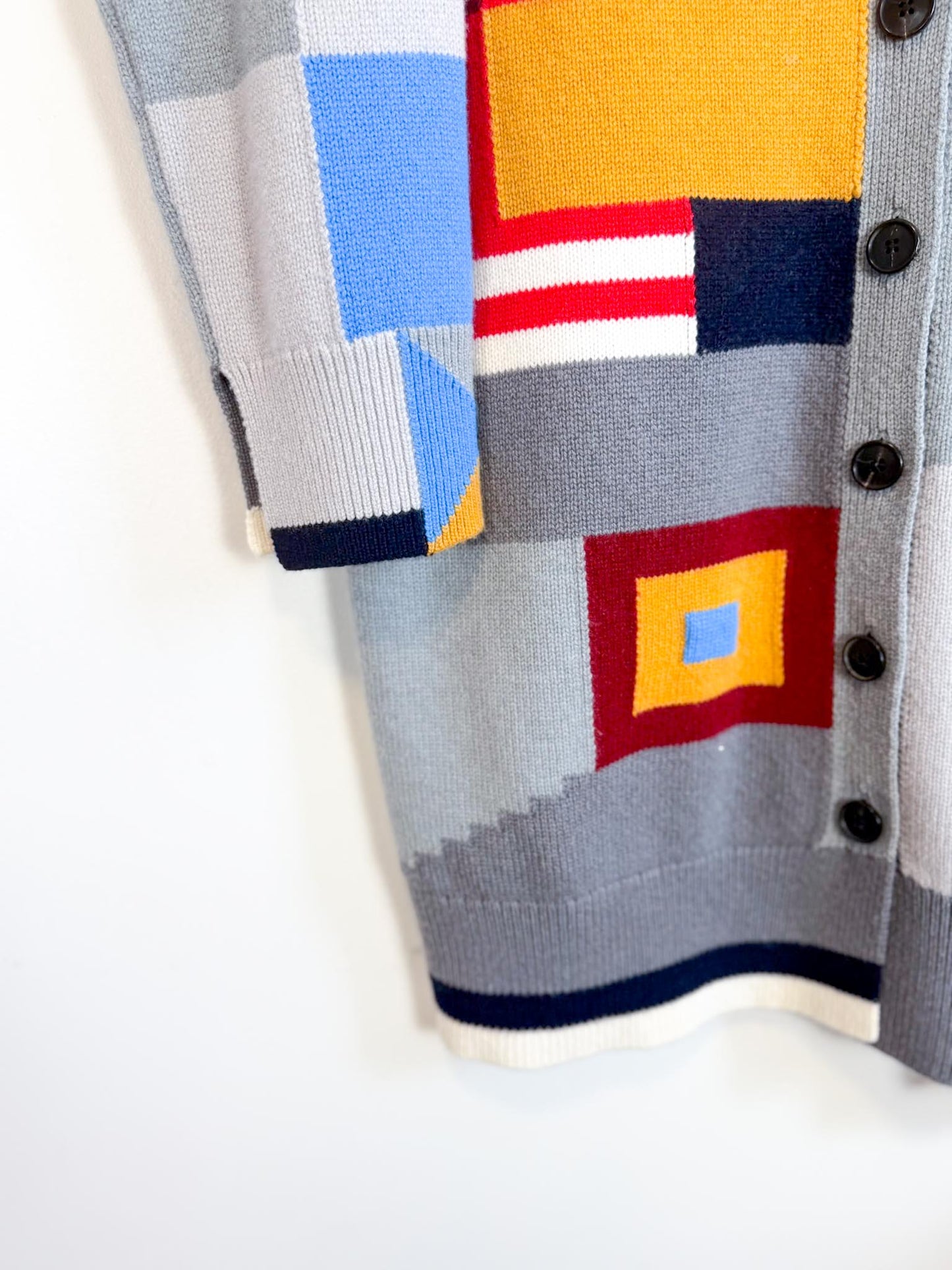 MRZ Designer Wool & Cashmere Colourblock Long Cardigan (Size XS-M)