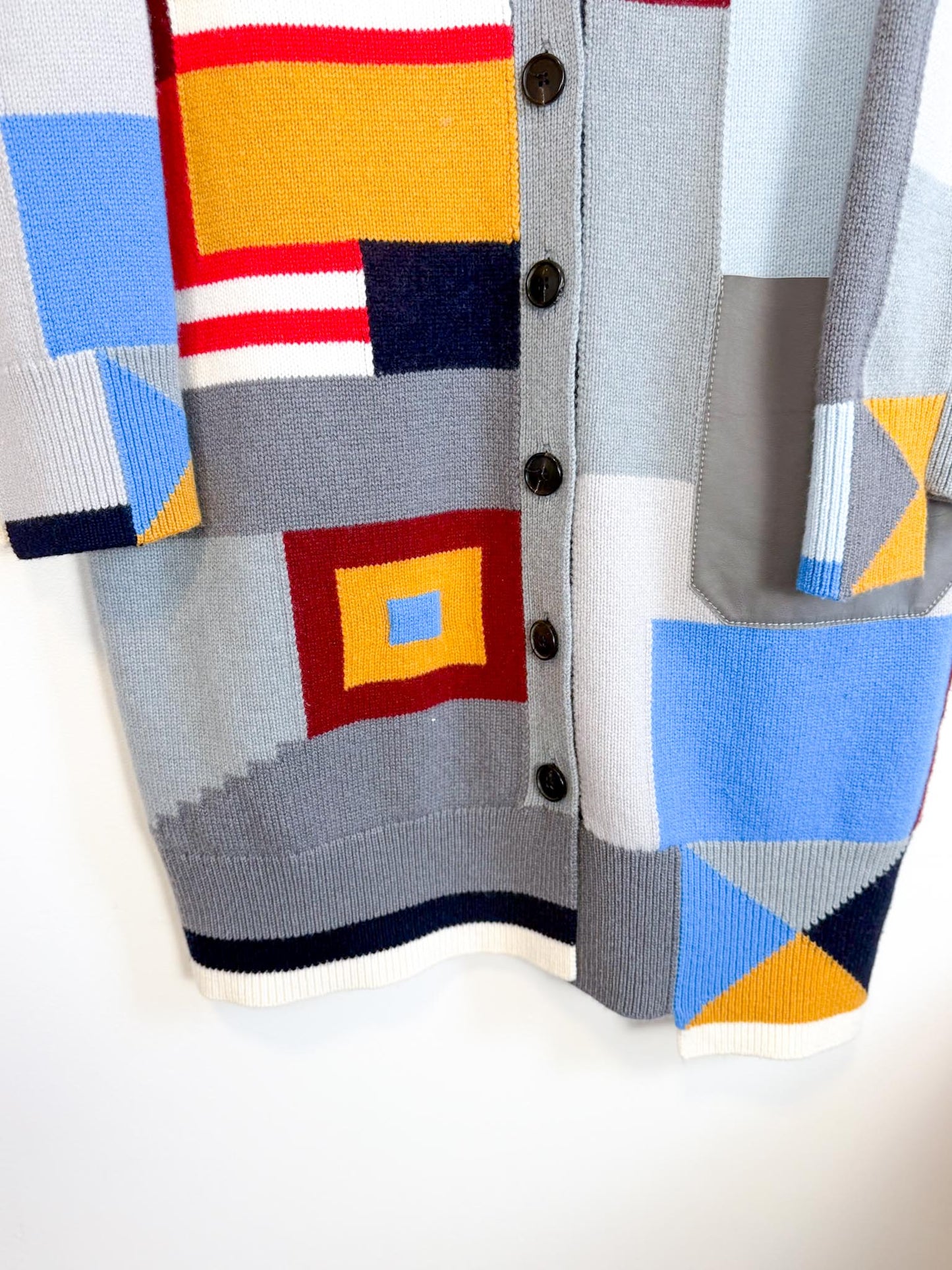 MRZ Designer Wool & Cashmere Colourblock Long Cardigan (Size XS-M)