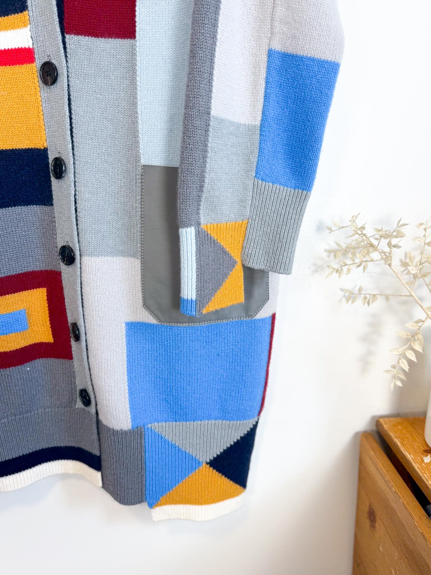 MRZ Designer Wool & Cashmere Colourblock Long Cardigan (Size XS-M)