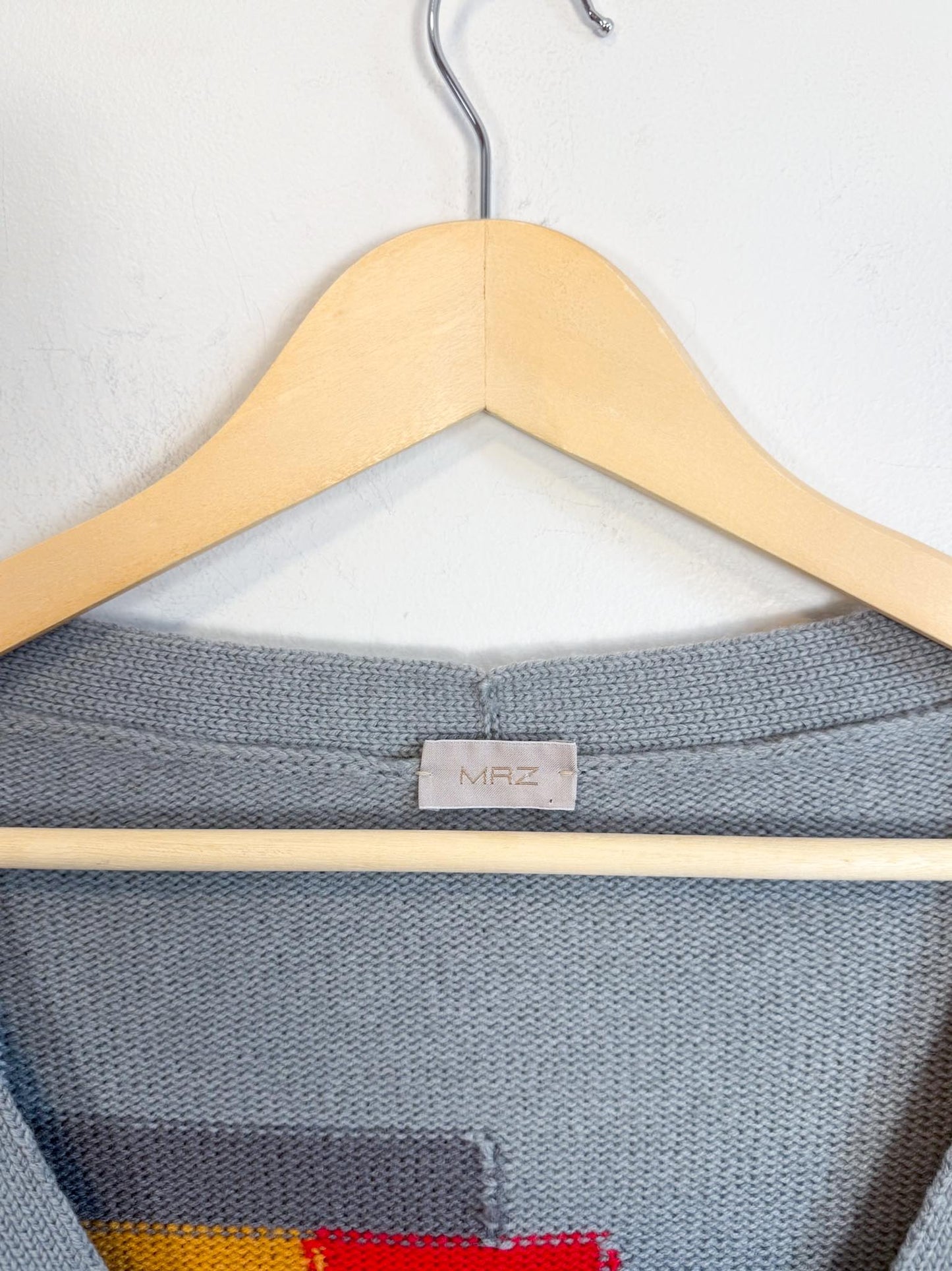 MRZ Designer Wool & Cashmere Colourblock Long Cardigan (Size XS-M)