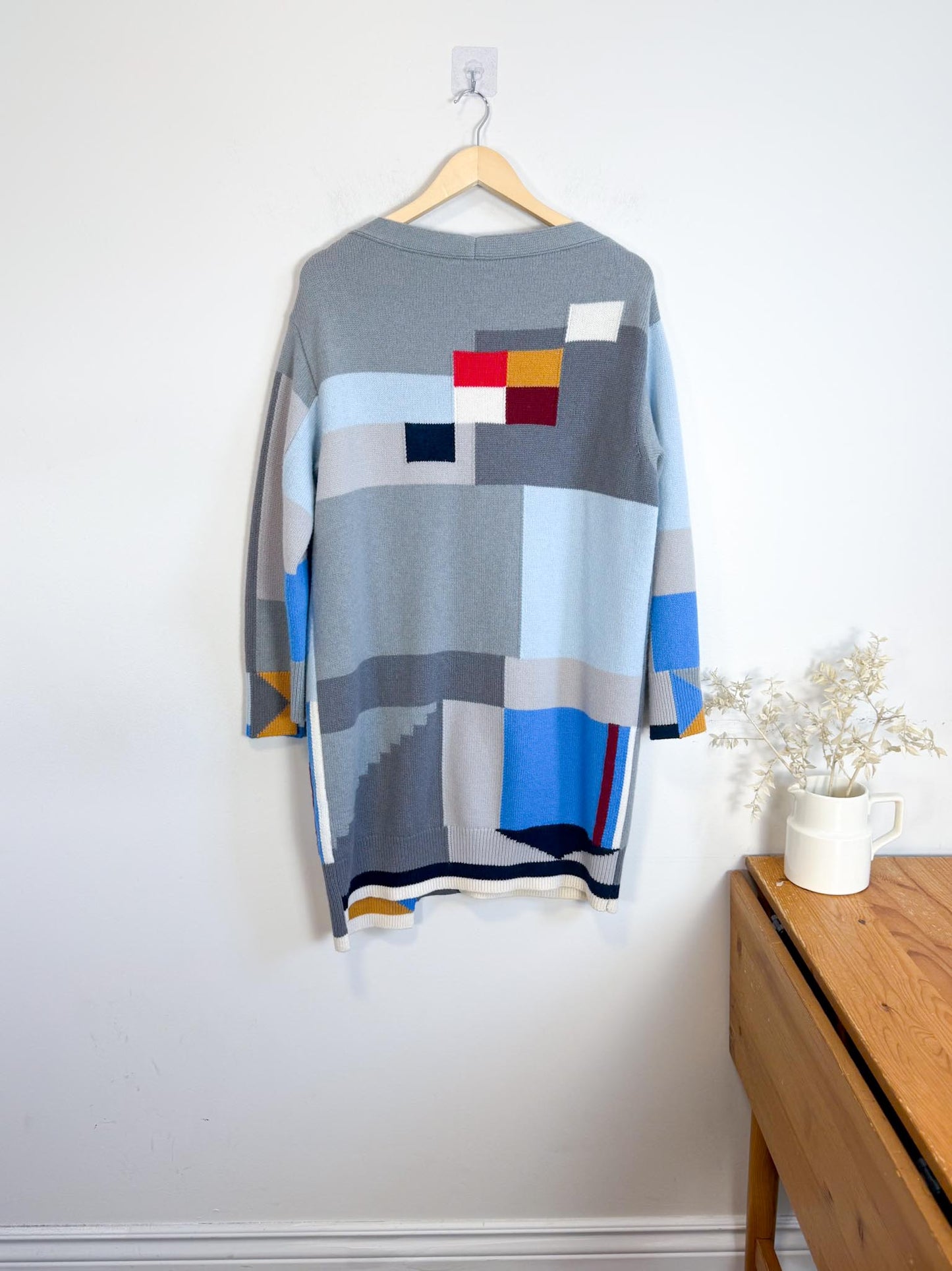 MRZ Designer Wool & Cashmere Colourblock Long Cardigan (Size XS-M)