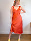 Lost + Wonder Ruffled Satin Midi Dress in Orange (Size L)