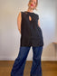 VRG GRL "Yuri Linen Mini Dress / Tunic Top in Black" (Size L)