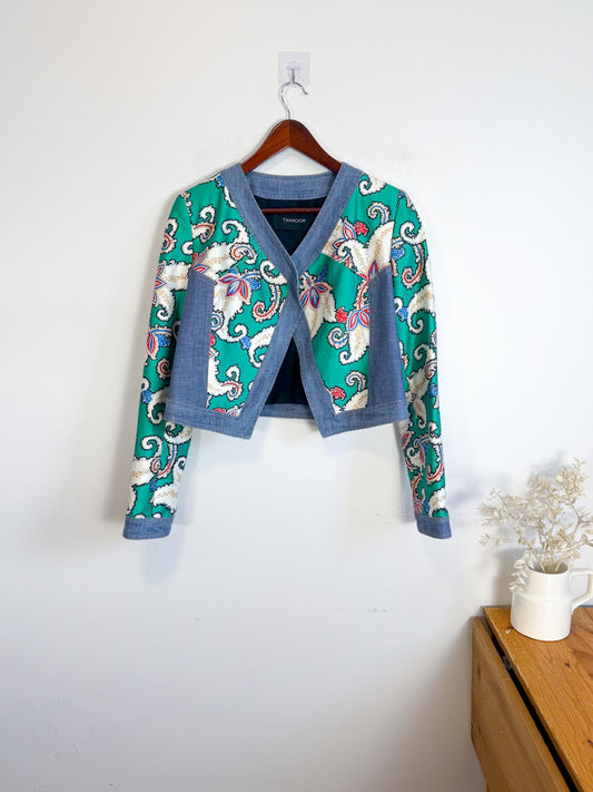 THAKOON Vogue Designer Silk Blend Cropped Blazer (Size S)