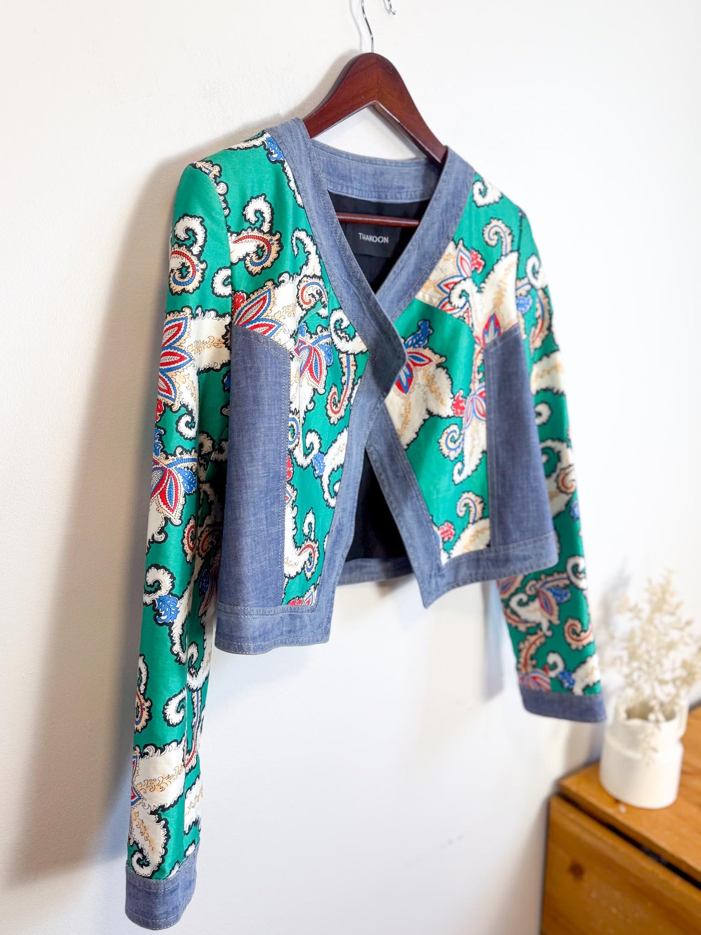 THAKOON Vogue Designer Silk Blend Cropped Blazer (Size S)