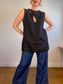 VRG GRL "Yuri Linen Mini Dress / Tunic Top in Black" (Size L)