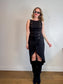 Vintage 1980s OZBEK Fitted Button Dress in Black SOLD AS IS(Size M)