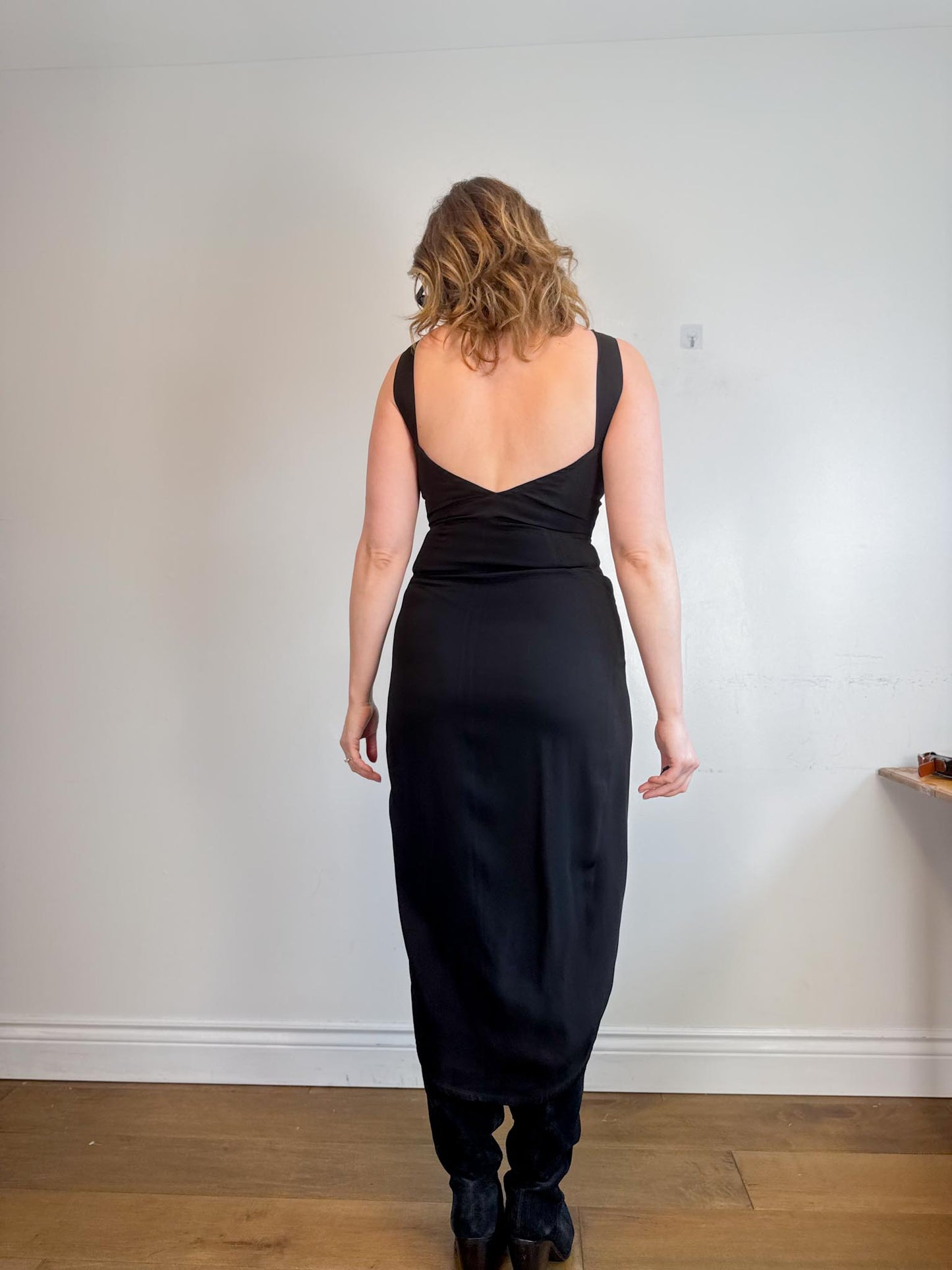 Vintage 1980s OZBEK Fitted Button Dress in Black SOLD AS IS(Size M)