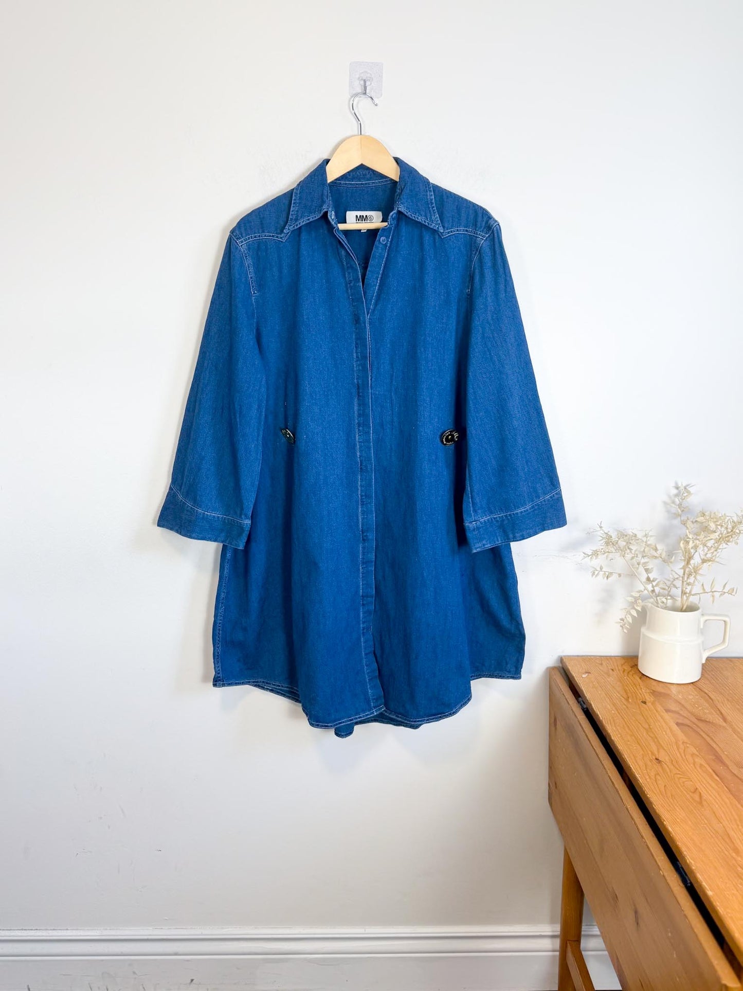 MM6 Maison Margiela Denim Dress with Large Gold Buttons (Size L/XL)